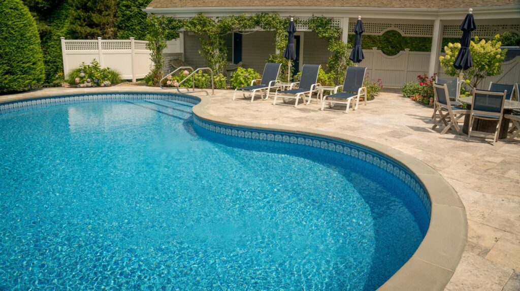 pool with masonry interlock